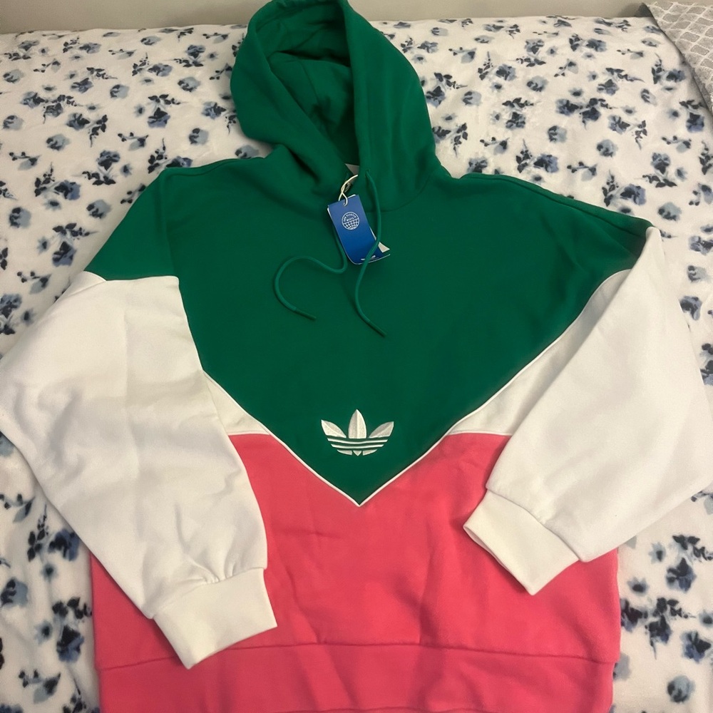 Adidas Green, White, and Pink Hoodie